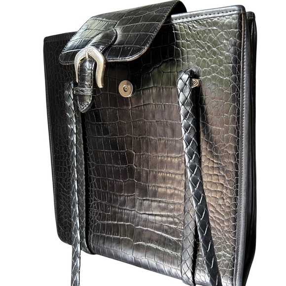 Vintage Brighton Croc Embossed Leather Shoulder Bag (1996) - Picture 3 of 11